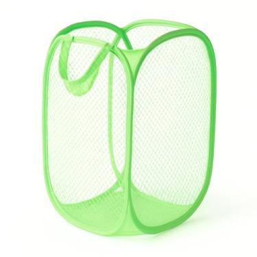 Imagem de Cesto Organizador Nylon Telado Multiuso Porta Treco Brinquedos Roupas Dobrável (Verde)