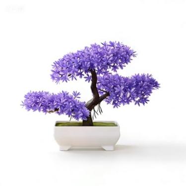 Imagem de Bonsai Artificial Nuvem - Plantas Artificiais Decorativas com Folhagem Lilás, Vaso Decorativo Zen, Sofisticação para Decoração Sala e Quarto