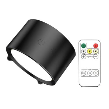 Imagem de TARSHYRY Luzes de Arandela de Parede Magnética LED, 3 Cores de Iluminação e Lâmpada Sem Fio Montada Diminuído Com Bateria Recarregável, Aplica -se à Leitura do Corredor de Ensino Médio (Preto)