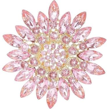 Imagem de Broches de flor rosa para mulheres broche de girassol com strass broche de flor vermelha rosa broches de coroa de marquise acessórios elegantes joias presentes para mulheres meninas saia vestido
