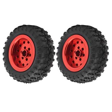 Imagem de aqxreight 2 Unidades de Rodas de Carro Pneu de Borracha Liga de Alumínio Antiderrapante 52 Mm Adequado para Caminhão WPL D12 1/10 RC Abrasão de Superfície de Material Ambientalmente Prático Durável