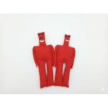 Imagem de Bonecos de pano com expressões faciais. Vodu. Fêmea e Macho. Casal (Vermelho)