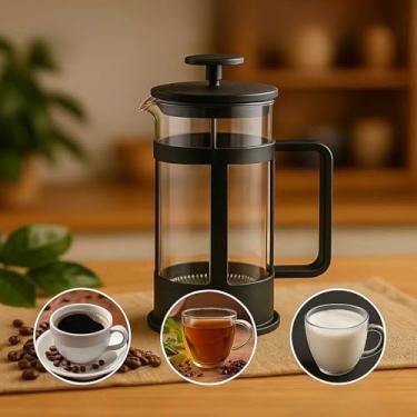 Imagem de Cafeteira Prensa Francesa Café Expresso Leite Cremoso Chá Maquina De Café Manual Cremeira De Vidro Resistente, Com Haste e Alça, Resistente, Suporta Altas e Baixas Temperaturas