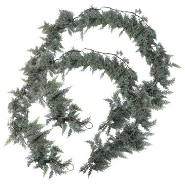 Imagem de Surakey Guirlandas de pinheiro de cedro de Natal, guirlanda de pinheiro de cedro artificial, guirlanda de verde realista para mesa, manto, parede, decorações de Natal internas e externas (2 peças)