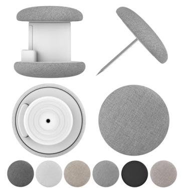 Imagem de Uzpomel Clipes de edredom clássicos de linho, fixadores de pino de dupla face de metal, conjunto de 6, várias cores disponíveis, sistema de prevenção de turno de edredom (cinza claro)