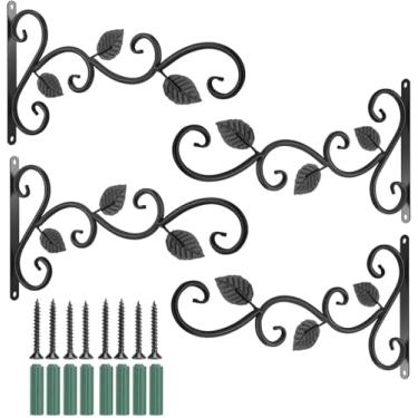 Imagem de Suporte de Parede Ferro com Gancho em Kit 4 para Plantas Decorativo Pendurar Comedouro Pássaros Vasos Flores Sinos Lante