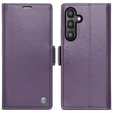Imagem de WJXEXRS Capa carteira para Samsung Galaxy S24 FE, capa flip elegante de couro PU com [bloqueio RFID] [suporte de cartão] [função de suporte] capa à prova de choque para Samsung Galaxy S24 FE de 6,7