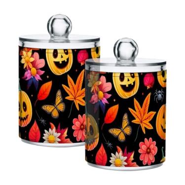 Imagem de Qilmy Qtip Suporte de 400 ml, frasco de armazenamento de boticário de plástico transparente de Ação de Graças com tampa, dispensador de recipiente de banheiro para bola de algodão, cotonete, fio