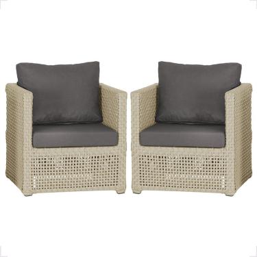 Imagem de 2 Poltronas Madri Alumínio Corda Náutica Estofado 11 Trama Rami