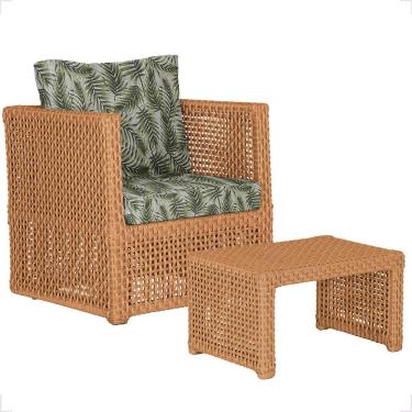 Imagem de Mesa E 1 Poltrona Madri Corda Náutica Estofado 5 Trama Terra Cota