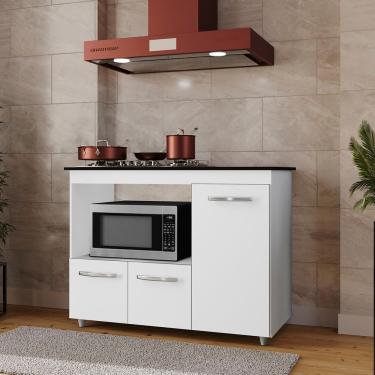 Imagem de Balcão Dália Para Cooktop 5 Bocas 3 Portas Cozinha Mb1 120cm Cor Branco Pc