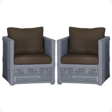 Imagem de 2 Poltronas Madri Alumínio Corda Náutica Estofado 9 Trama Prata