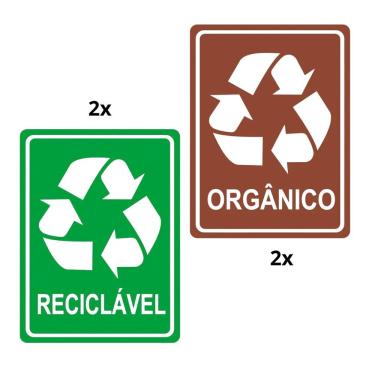 Imagem de Kit 4 Adesivos Lixo Reciclavel E Lixo Orgânico 20x15cm Verde