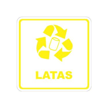 Imagem de Adesivo Coleta Seletiva Latas Recicláveis 20x20cm Vinil Branco