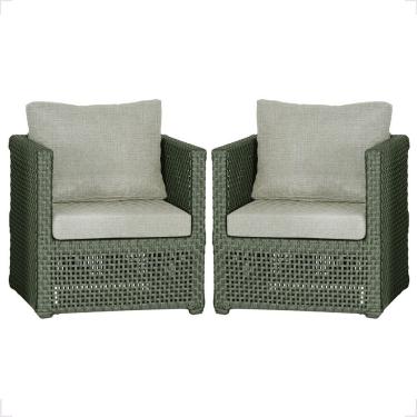 Imagem de 2 Poltronas Madri Alumínio Corda Náutica Estofado 3 Trama Verde