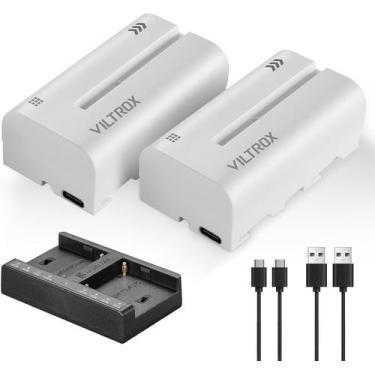 Imagem de Pacote com 2 baterias VILTROX NP-F550 com carregador USB tipo C