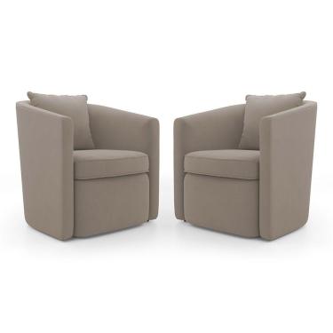 Imagem de Kit 02 Poltronas Decorativas Sala De Estar Aimê Suede Bege - Desk Design