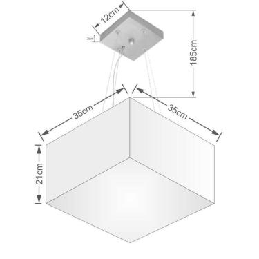 Imagem de Lustre Pendente Quadrado Vivare Md-4005 Cúpula Em Tecido 21/35x35cm - Bivolt Algodão-crú 127/220v