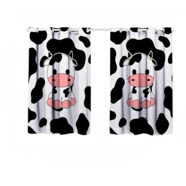 Imagem de Cortina de Cozinha Pequena Vitro Janela 2.00m x 1.40m - Estampa Vaquinha Branca Ilhos Varao, Design Simples Moderno, Ideal para Vitrocerâmica e Janelas Pequenas, Prática e Fácil de Limpar