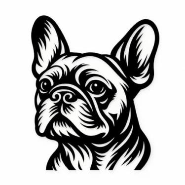 Imagem de Arte Decorativa Pet 3D para Parede, Dog Friendly, Cão, Quadro Cachorro, Shih Tzu, Labrador Retriever, Poodle, Pit Bull e Vira-Lata e Muito Mais, Preto, 23x23cm, Plástico Ecológico, Fita 3M, Confira Modelos (Bulldog Francês)