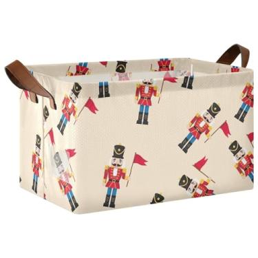 Imagem de Cestos de armazenamento decorativos com alças, caixas grandes de organização para organização e quarto de armazenamento 42 x 29 x 25 cm de desenho animado quebra-nozes soldados, pacote com 2