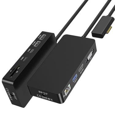 Imagem de Microsoft Surface Dock Display triplo 11 em 1 4K @ 60HZ HDMI + VGA, estação de ancoragem de superfície para Microsoft Surface Pro 11/10/9/8/X/7/6/5/4/3, Surface Laptop 7/6/5/4/3/2/1, Surface Book