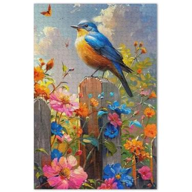 Imagem de Quebra-cabeça com pintura a óleo, pássaro, flores, 1000 peças, presentes para adultos, elefantes brancos, quebra-cabeças legais para adultos, decoração de arte