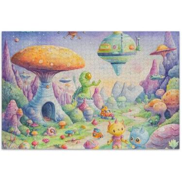 Imagem de Quebra-cabeças fantásticos de cenas caprichosas personalizadas de alienígenas 1000 peças para adultos presentes tecnológicos divertidos quebra-cabeça brinquedo artístico, 75 x 40 cm