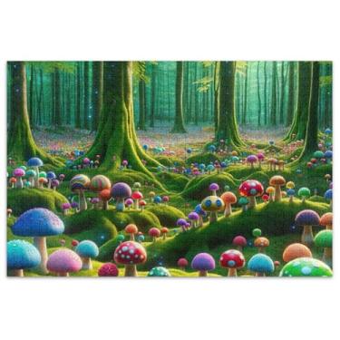Imagem de Quebra-cabeça de floresta Sprites de cogumelos para adultos, 500 peças, elefante branco, decoração de casa, arte