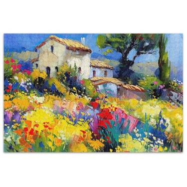 Imagem de Pintura Jardim de Flores Coloridas 1000 Peças Quebra-cabeça para Adultos Engraçado Jogo de Quebra-cabeça Presentes Homens Presentes Únicos Família Brinquedo Arte