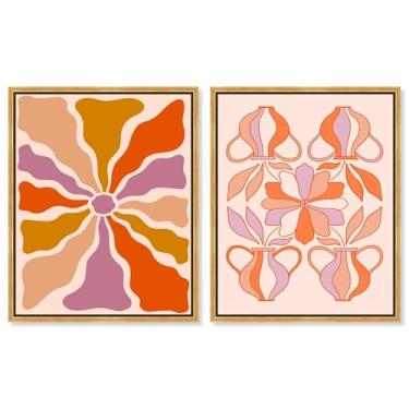 Imagem de Parisian Pink Haven Impressão em tela sala de estar conjunto de 2 arte de parede por Art Remedy, moldura dourada, 20 x 24