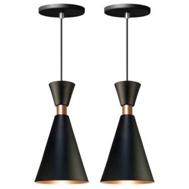 Imagem de Kit 2 Pendente Lustre Luminária Mini Pequim Preto 24cm