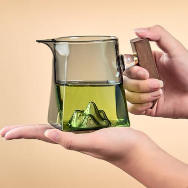 Imagem de Xícara de chá de vidro elegante com alça, cinza ardósia, capacidade de 350 ml