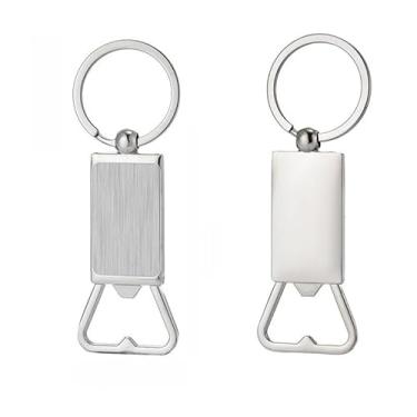 Imagem de Abridor de garrafas de metal dupla face chaveiro abridor de garrafa de cerveja multifuncional circular chaveiro em forma de coração (retângulo)