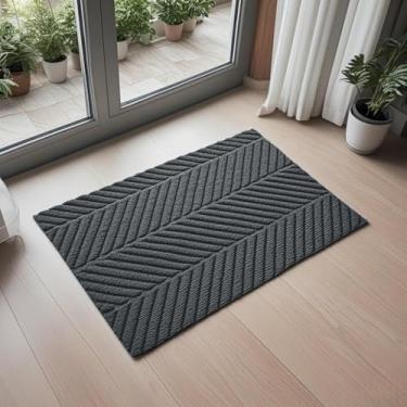 Imagem de Tapete de Porta Grande Antiderrapante Borracha Cortável 40x60cm 50x80cm – Capacho Entrada Limpeza Fácil e Seguro (Cinza-escuro,Kit 3 （40 * 60 cm）)