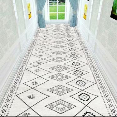 Imagem de HGTRH Tapete de corredor para corredor de cozinha tapete antiderrapante lavável ao ar livre para entrada interna, xadrez preto tapete interno externo para entrada de corredor D 80 x 220 cm