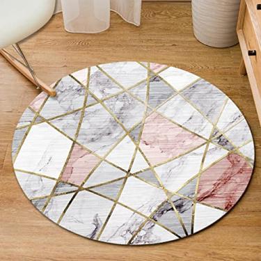 Imagem de Tapete circular redondo tapete de poliéster antiderrapante tapete de textura de mármore tapetes laváveis para quarto sala de estar cozinha, F, diâmetro 100 cm