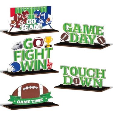 Imagem de 5 PCS KSKSPE Football Party Decorations Table Centerpieces,Football Theme Design and Sturdy Wooden for Football Party Favors Decorations Supplies
