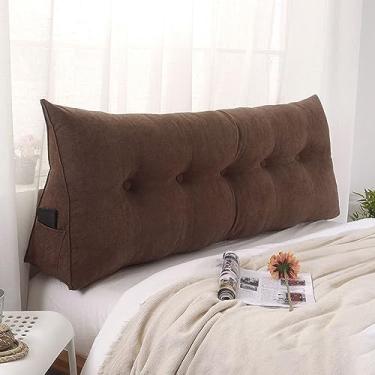 Imagem de Travesseiro grande para cabeceira, cama, leitura, triângulo, encosto, almofada, triangular, cabeceira, suporte para cabeceira, almofada lombar para sofá de dia, café, 80 x 50 x 23 cm
