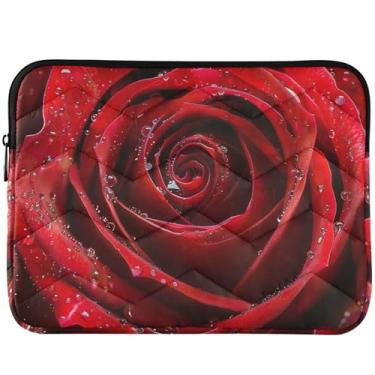 Imagem de Capa protetora para notebook com flores de rosas vermelhas para Mac Air 13 polegadas, capa universal para laptop acolchoada de 13 a 14 polegadas