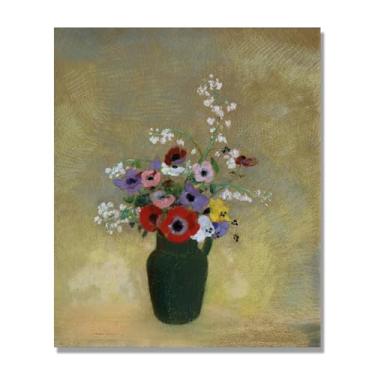 Imagem de NHLDZYH Quadro para cozinha - ainda vida vintage de flores - natureza morta em tela - decoração de parede romântica e acolhedora. B34. 50 x 60 cm apenas tela