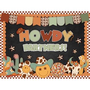 Imagem de AnyDesign 76 peças para decoração de quadro de avisos caubói ocidental marrom Wild West Howdy Partners recortes de papel com 150 peças de pontos de cola para decoração de parede de sala de aula de