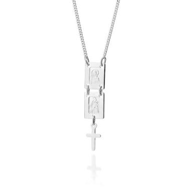 Imagem de Gargantilha N.S Do Carmo e Sagrado Coração Rommanel 830141 Cor:Prata, 