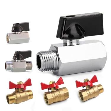 Imagem de Válvula de esfera de latão compressor de ar água gás óleo válvula de desligamento 1/8 1/4 3/8 1/2 polegada BSP rosca mini macho para fêmea 1 peça (1/5.1 cm, fêmea para fêmea_preto)