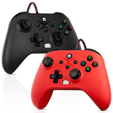 Imagem de Gamrombo Pacote com 2 controles com fio compatíveis com Xbox Series X/S/Xbox One/Xbox One S/One X, PC com função turbo/macro/conector de fone de ouvido de 3,5 mm. É necessário atualizar o software