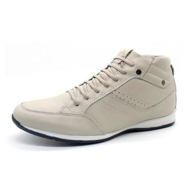 Imagem de Sapatenis Masculino Cano Alto em Couro Calce Facil Ajuste Elastico Palmilha EVA Confortavel Macio-Masculino