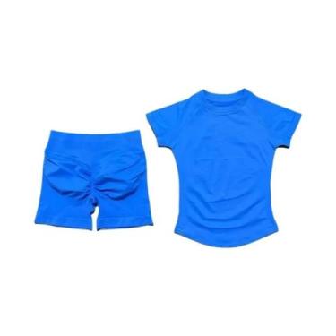 Imagem de Conjunto De Yoga Fitness Feminino Sem Costura De Manga Curta 2 Peças I