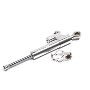 Imagem de IENYU Estabilizador de direção de amortecedor CNC para motocicleta, controle de segurança invertido linear com suporte para YZF R6 2006-2017 YZFR1 kit de montagem (prata YZFR1)