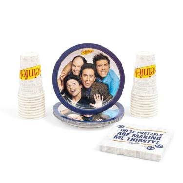Imagem de Silver Buffalo Seinfeld Série de TV Pacote com 60 Pratos, Guardanapos e Copos de Papel Descartáveis