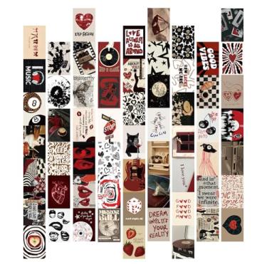 Imagem de 60 adesivos de parede em cartolina de 10 x 15 cm de espessura para decoração de quarto, adesivos decorativos com estampa de coração de música vintage com pontos adesivos, decoração de parede estética
